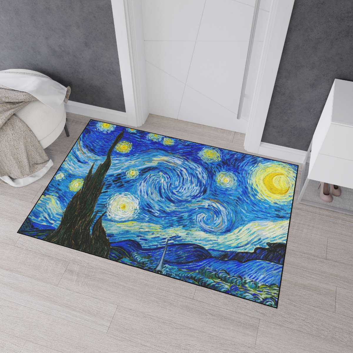 Van Gogh Starry Night - Floor Mat 3 Van Gogh Starry Night - Floor Mat - Image 3