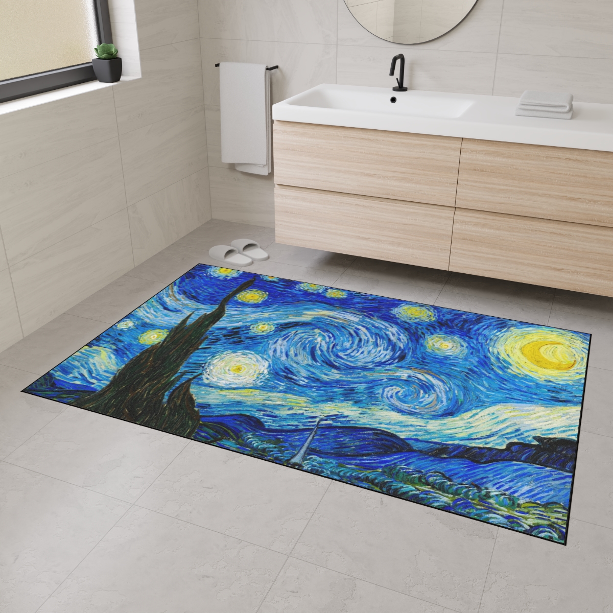 Van Gogh Starry Night - Floor Mat 1 Van Gogh Starry Night - Floor Mat