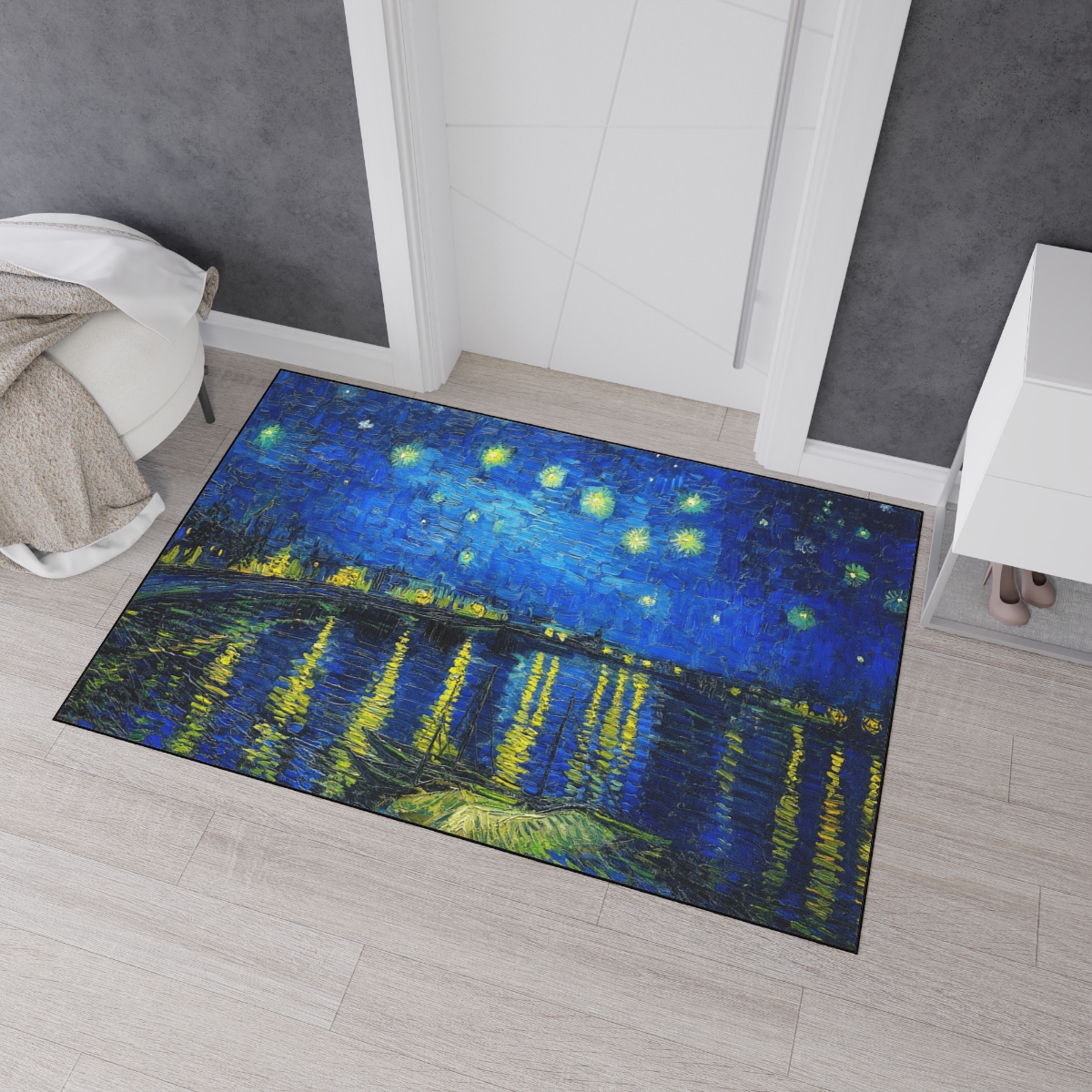 Van Gogh Starry Night over the Rhône - Floor Mat 3 Van Gogh Starry Night over the Rhône - Floor Mat - Image 3