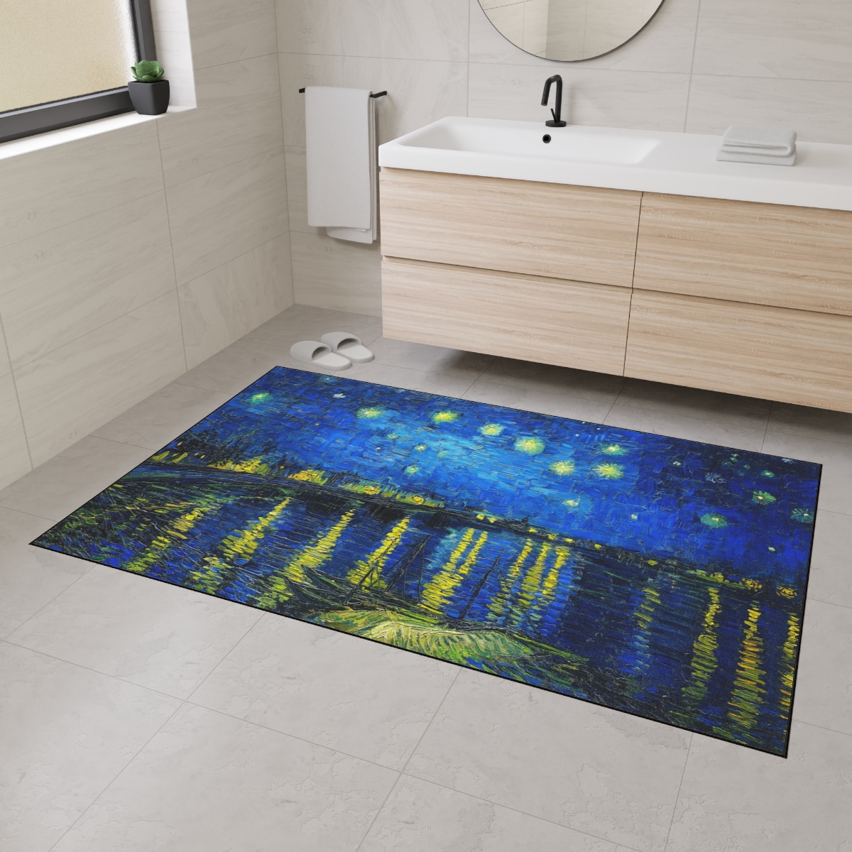 Van Gogh Starry Night over the Rhône - Floor Mat 1 Van Gogh Starry Night over the Rhône - Floor Mat