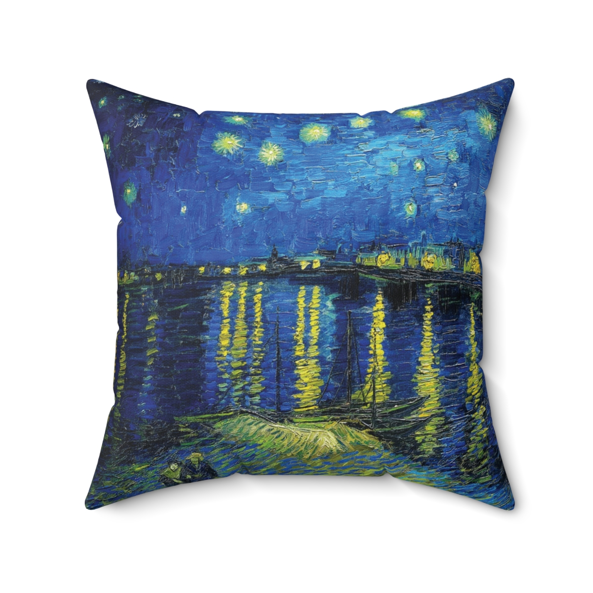 Van Gogh Starry Night over the Rhône - Square Pillow - Image 2