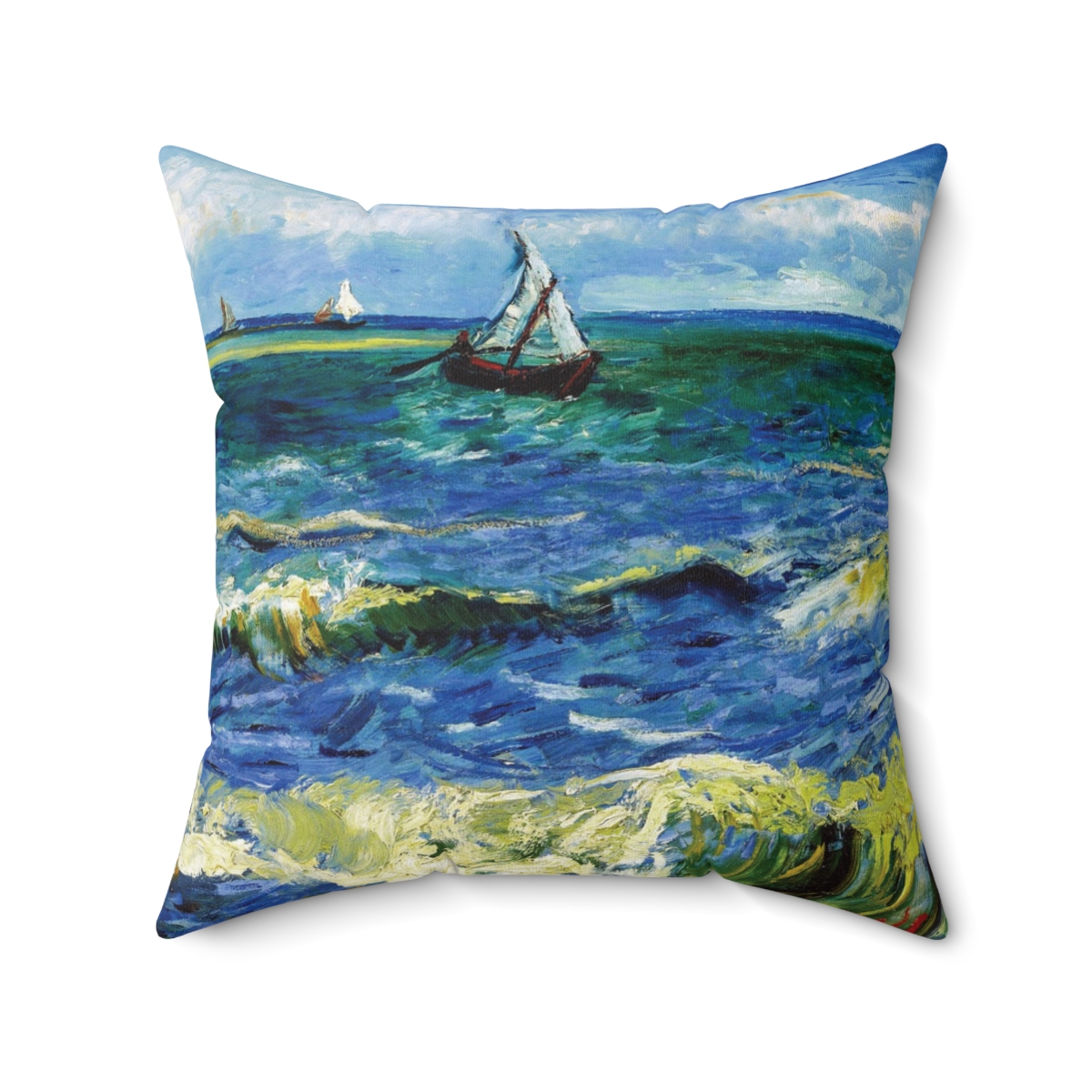 Van Gogh The Sea At Les Sintes-Maries-de-la-Mer - Square Pillow