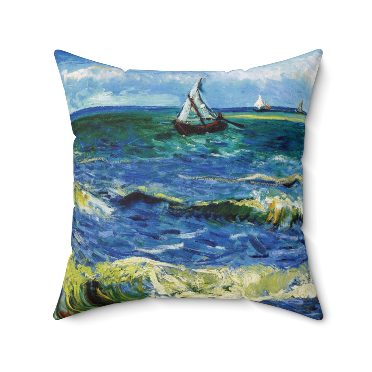 Van Gogh The Sea At Les Sintes-Maries-de-la-Mer - Square Pillow - Image 2