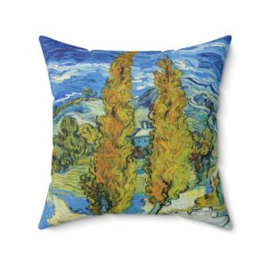 Van Gogh Two Poplars & Saint-Rémy - Square Pillow