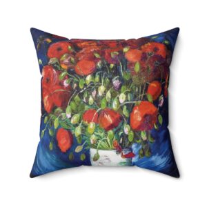 Van Gogh Vase With Red Poppies - Square Pillow