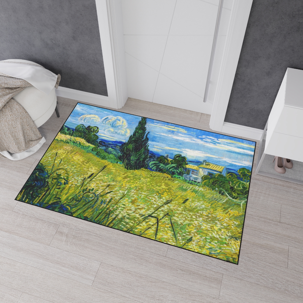 Van Gogh Wheatfield Cypress Tree - Floor Mat 3 Van Gogh Wheatfield Cypress Tree - Floor Mat - Image 3