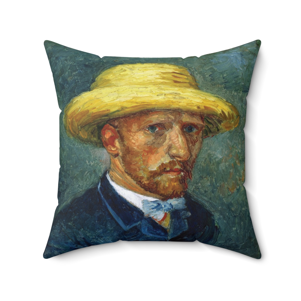 Van Gogh With Hat Self-Portrait - Square Pillow - Image 2