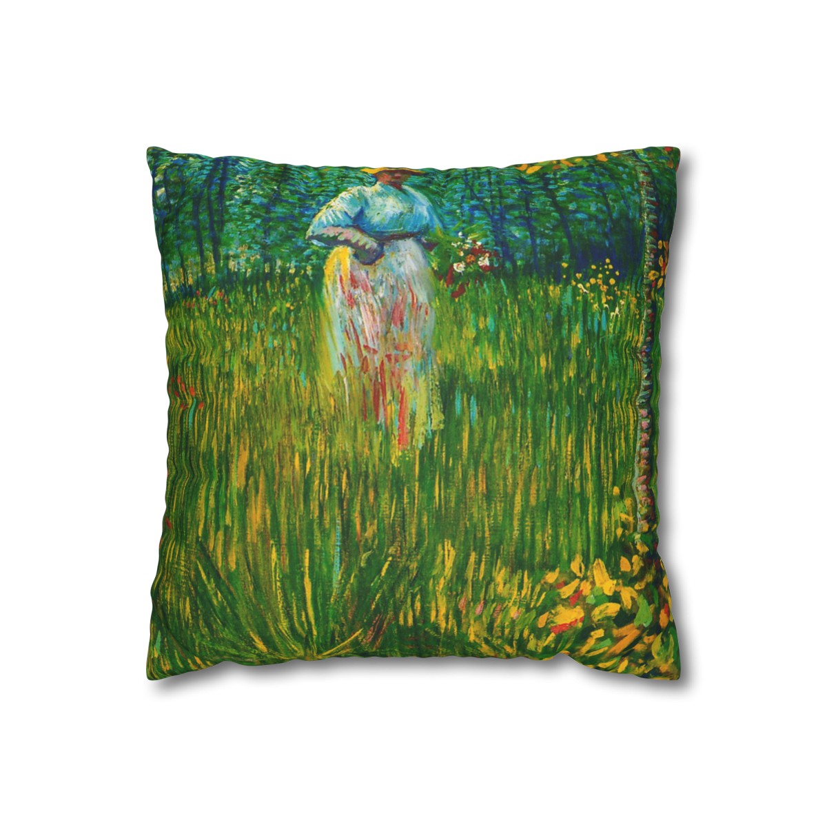 Van Gogh Woman In Garden - Pillow Case - Image 2