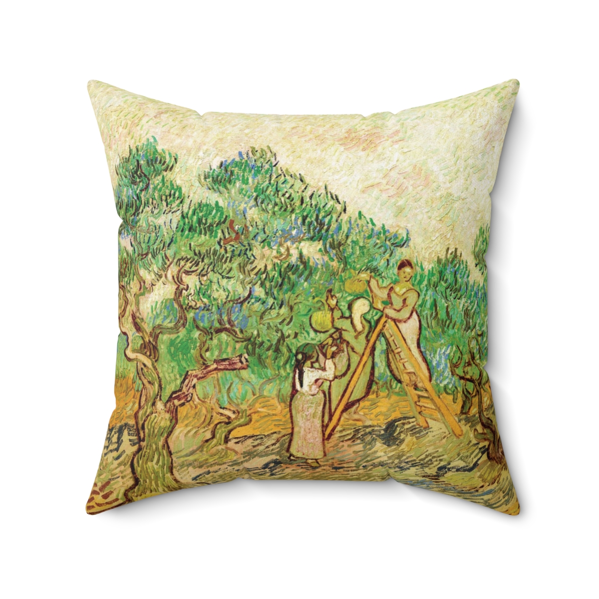 Van Gogh Women Picking Olives - Square Pillow - Image 2