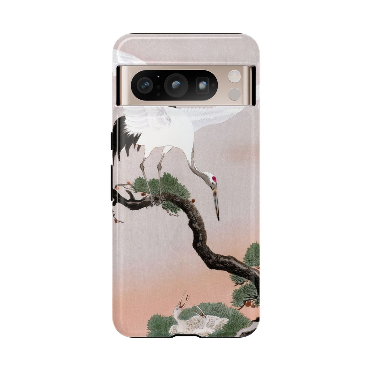 Japanese Art Koson Crane Nest & Pine Tree Google Pixel Cases - Image 2
