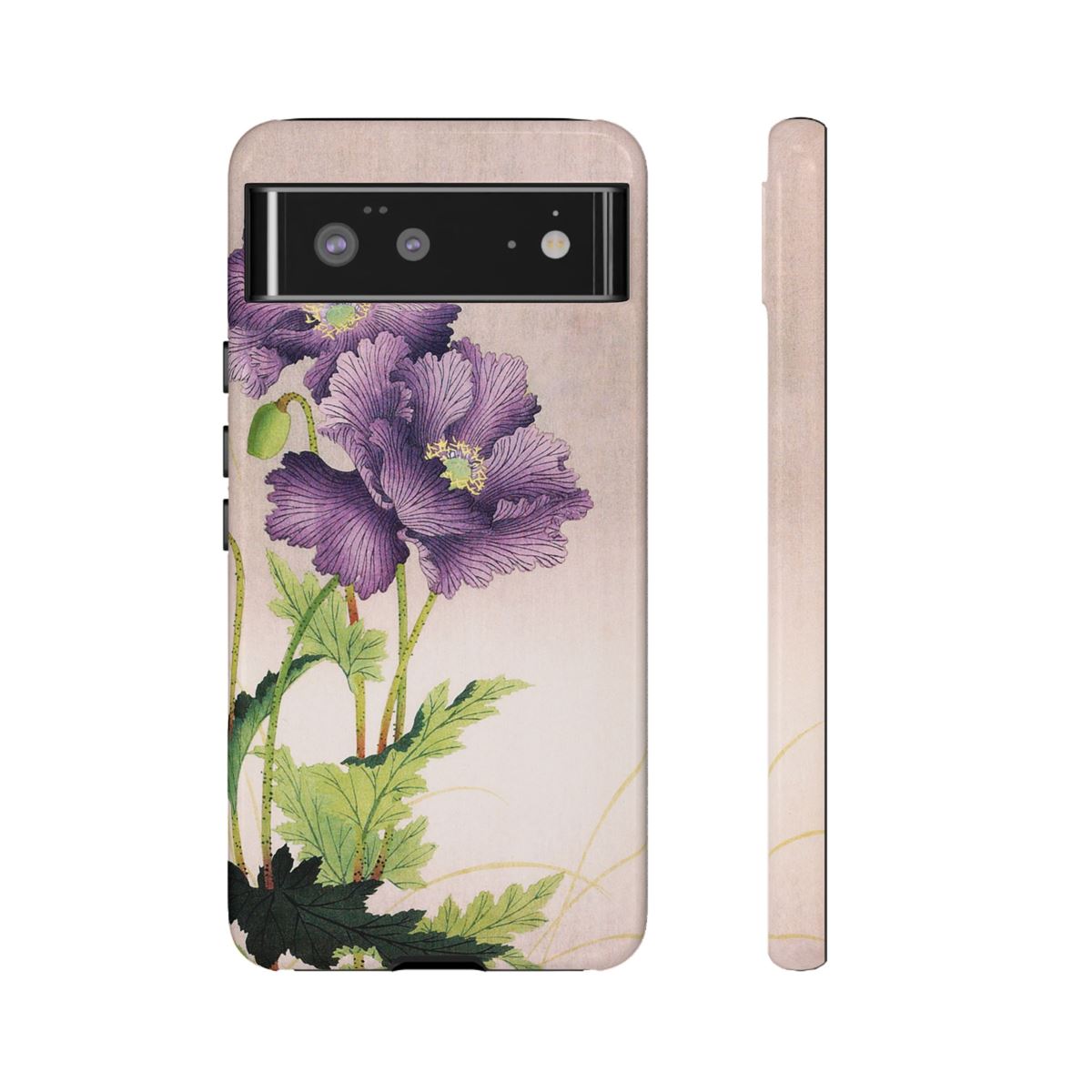 Ohara Koson Japanese Art Purple Anemones Google Pixel Cases