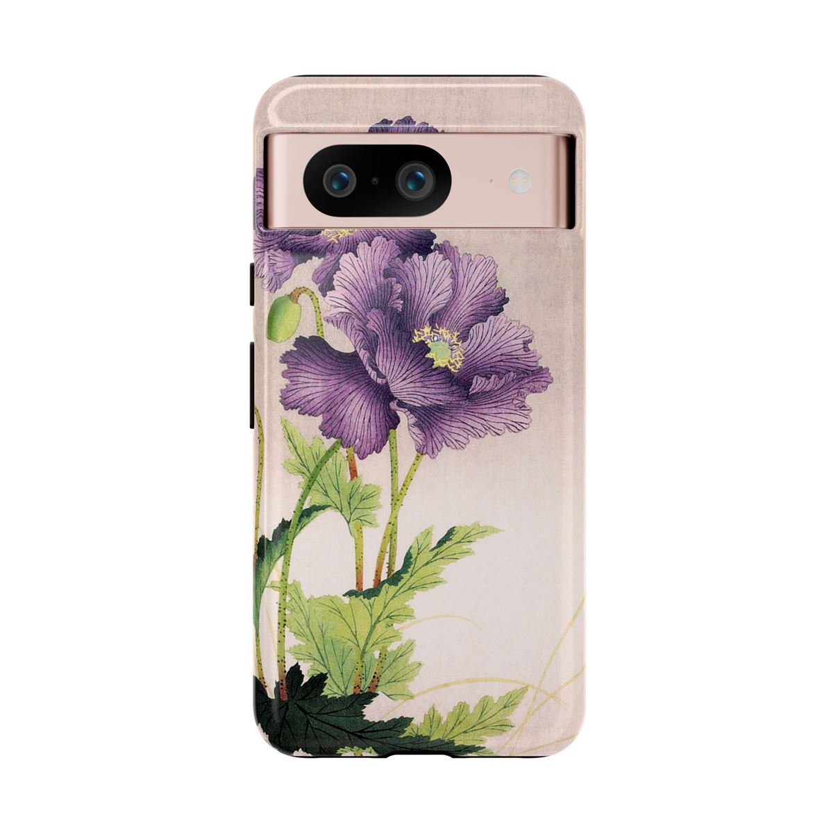 Ohara Koson Japanese Art Purple Anemones Google Pixel Cases - Image 2