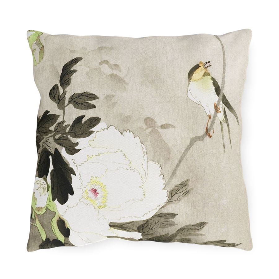 Ohara Koson Swallow & Peony – Outdoor Pillow