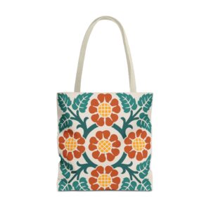 Blossoms and Leaves Pattern in Multicolor Tote Bag