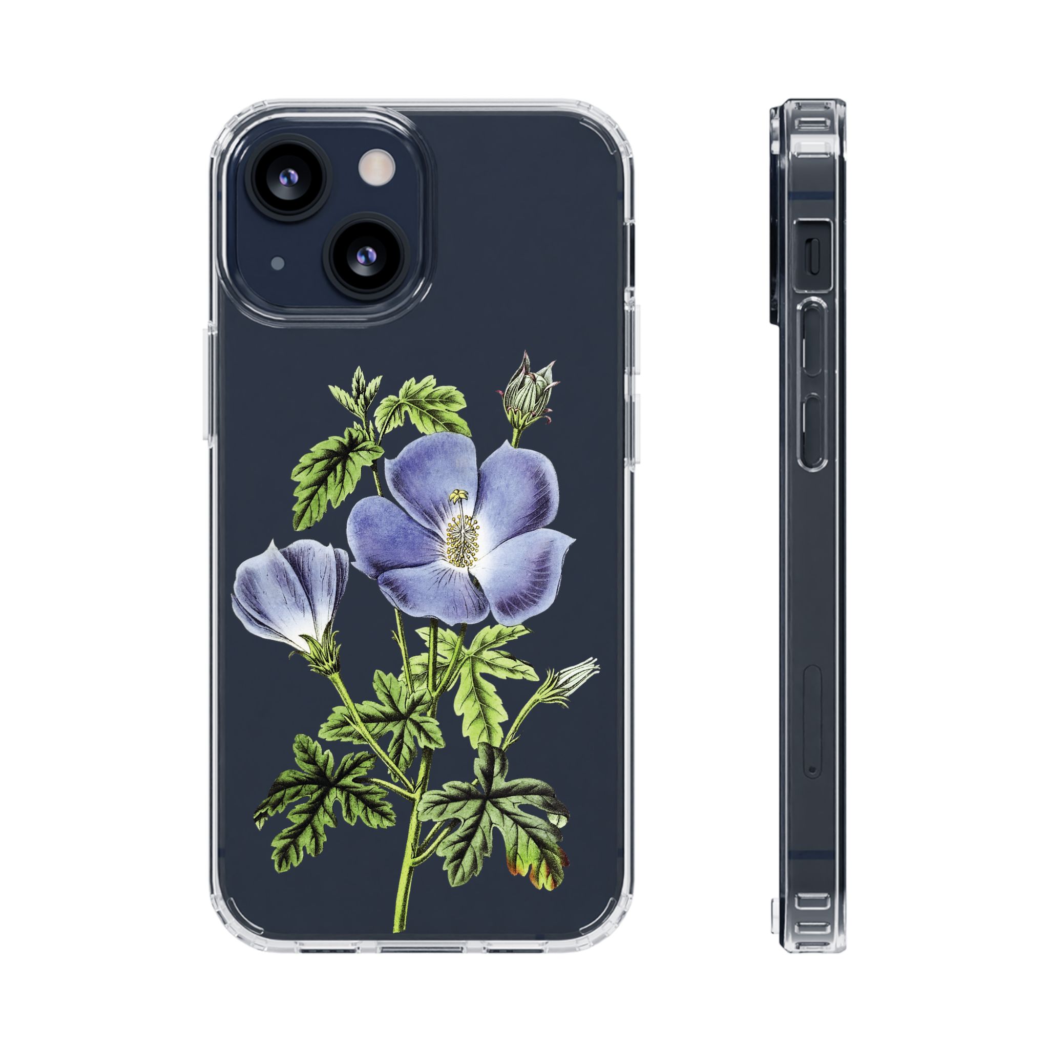 Blue Hibiscus flowers Clear iPhone Case 2 Blue Hibiscus flowers Clear iPhone Case - Image 2