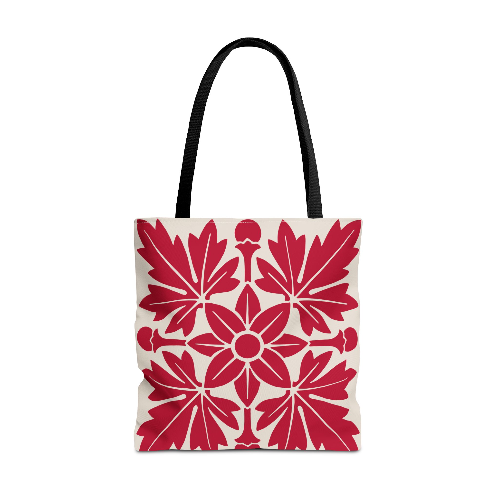 Floral Pattern In Red Tote Bag - Image 3