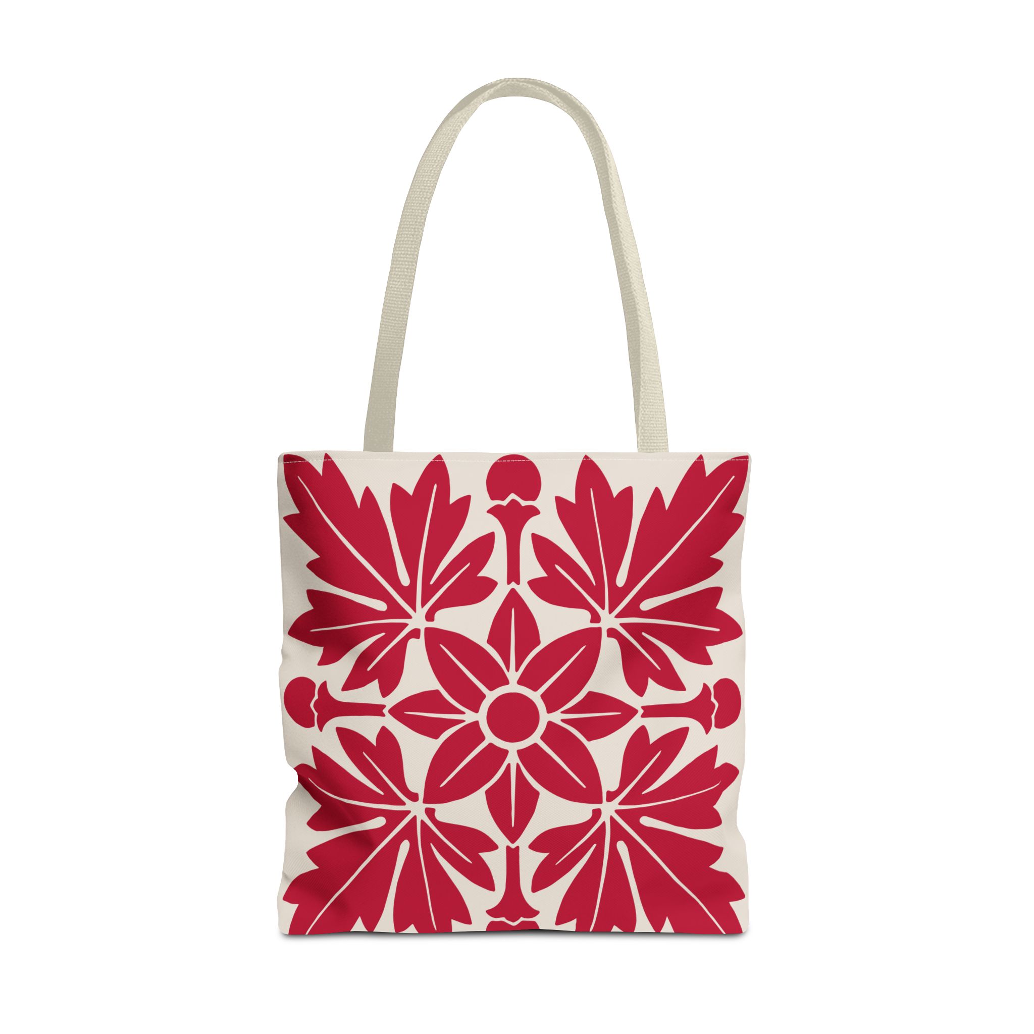 Floral Pattern In Red Tote Bag