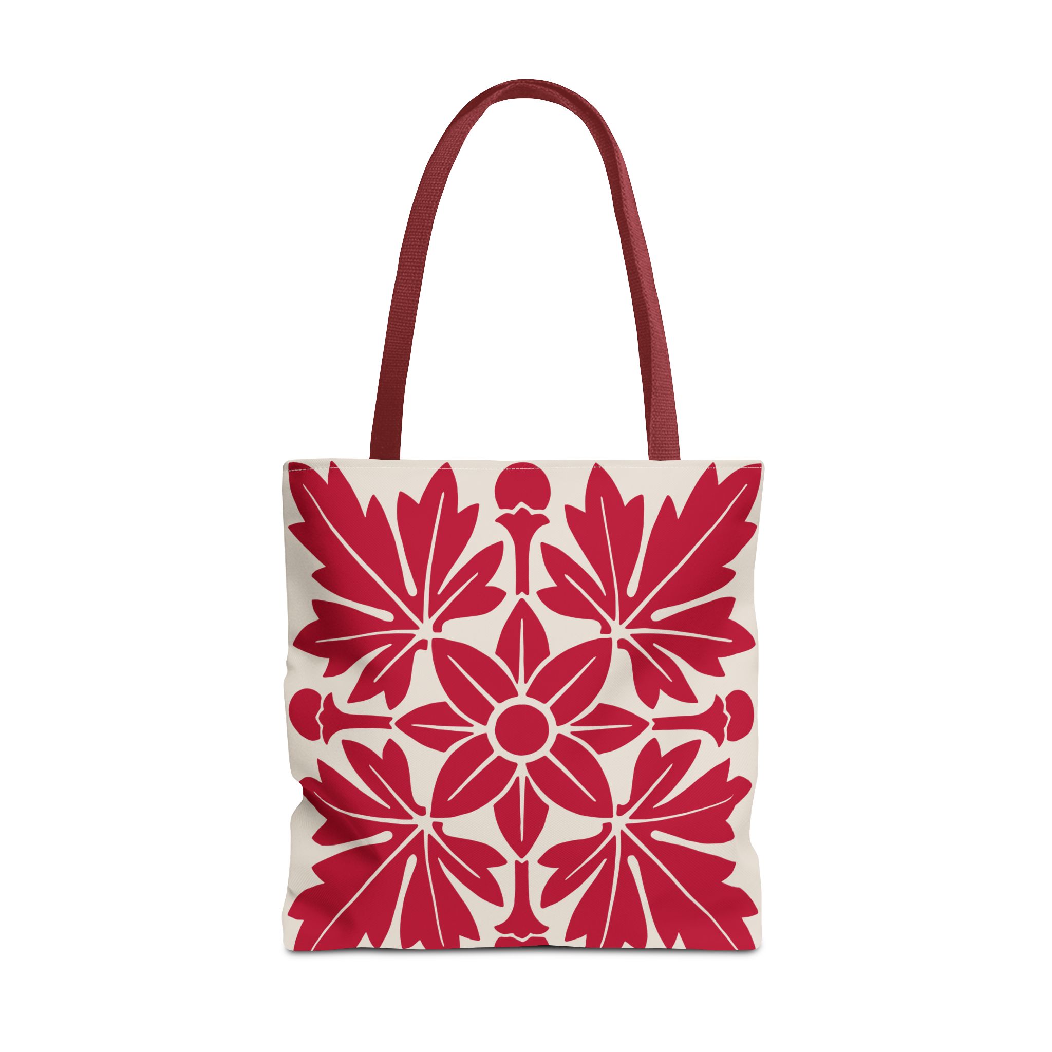 Floral Pattern In Red Tote Bag - Image 4
