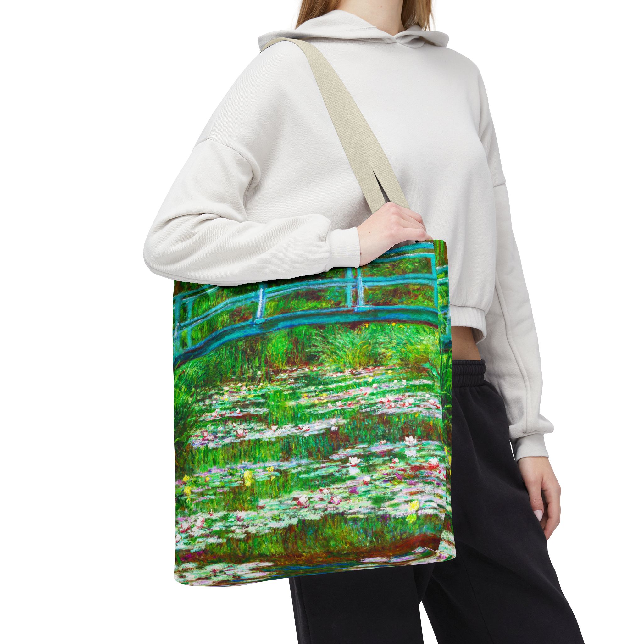 Monet Water Lilies & Japanese Footbridge Tote Bag - Image 2