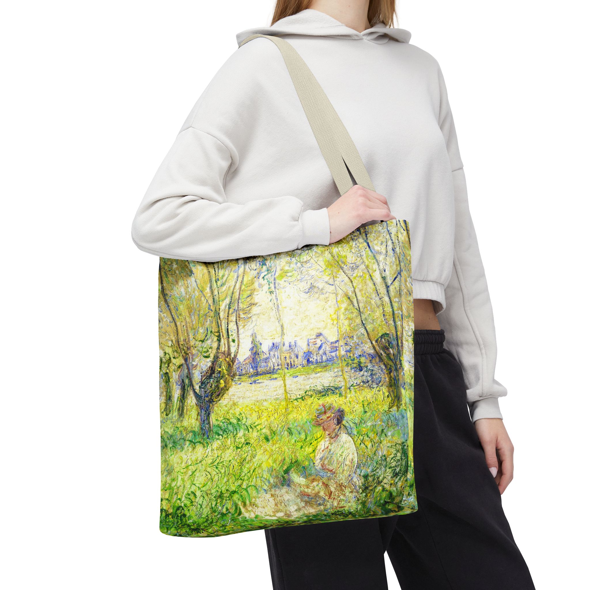 Monet Woman Sitting Under  A Willow Tote Bag - Image 2