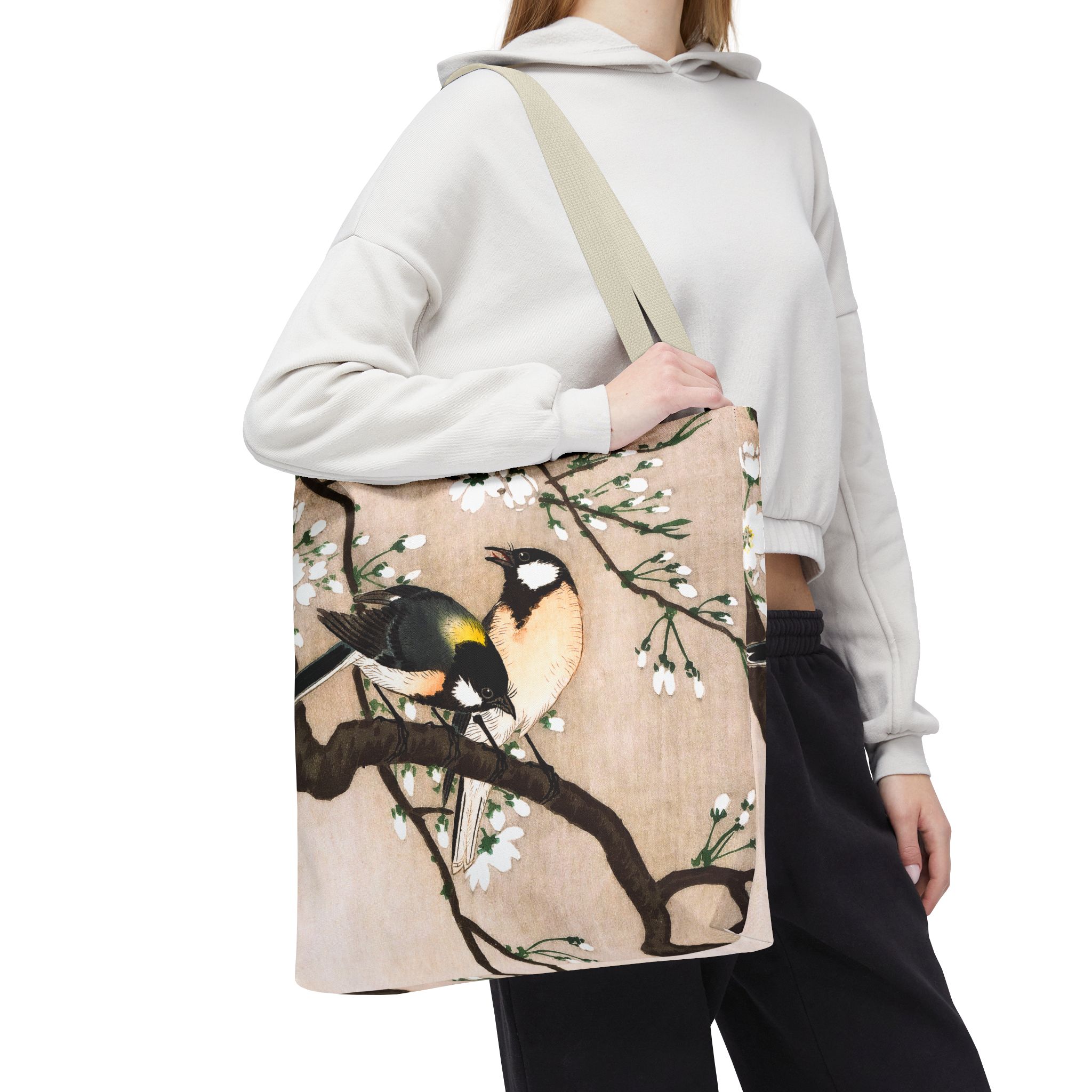 Ohara Koson Great Tits On Cherry Blossom Branch Tote Bag - Image 2