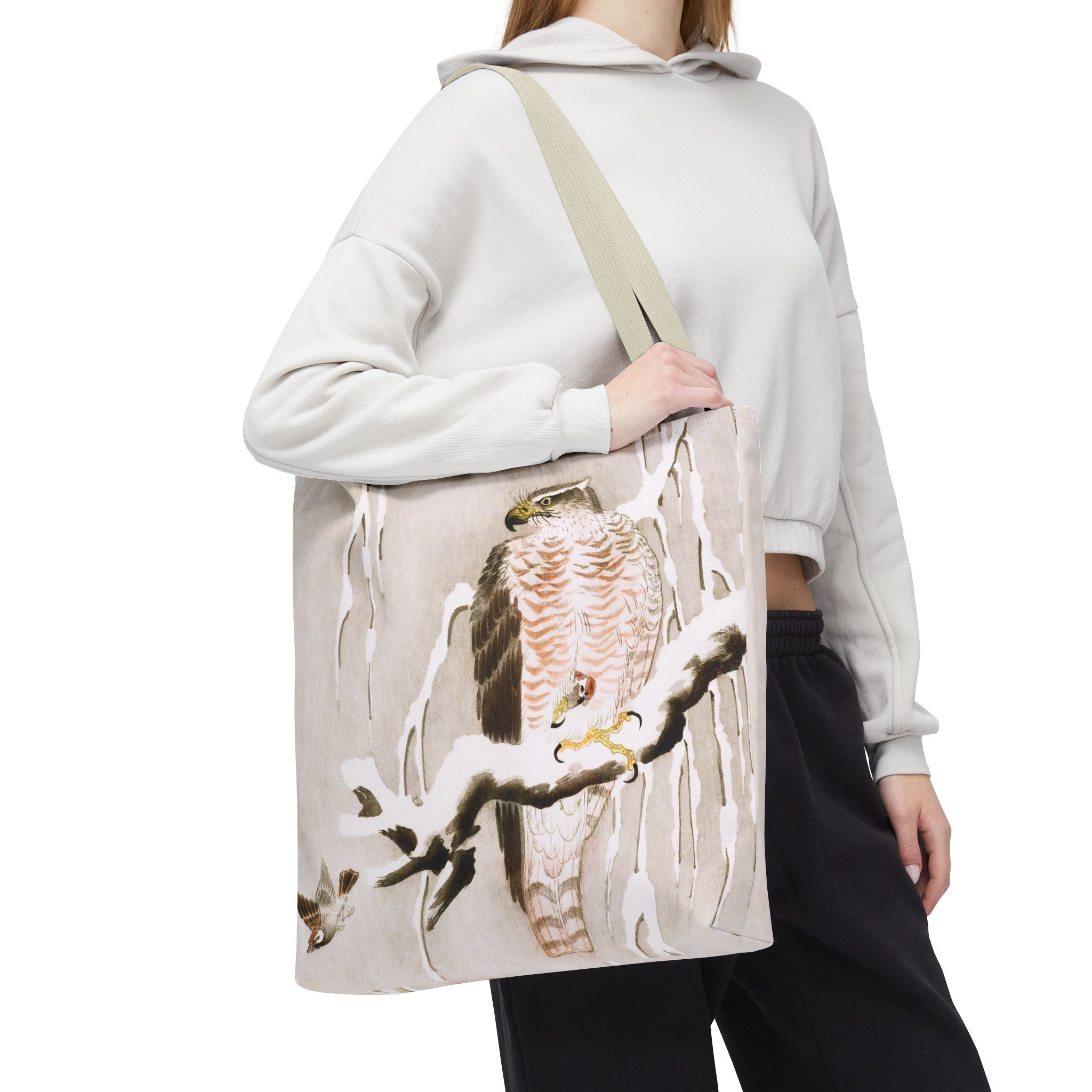 Ohara Koson Hawk On Snowy Branch Tote Bag - Image 2