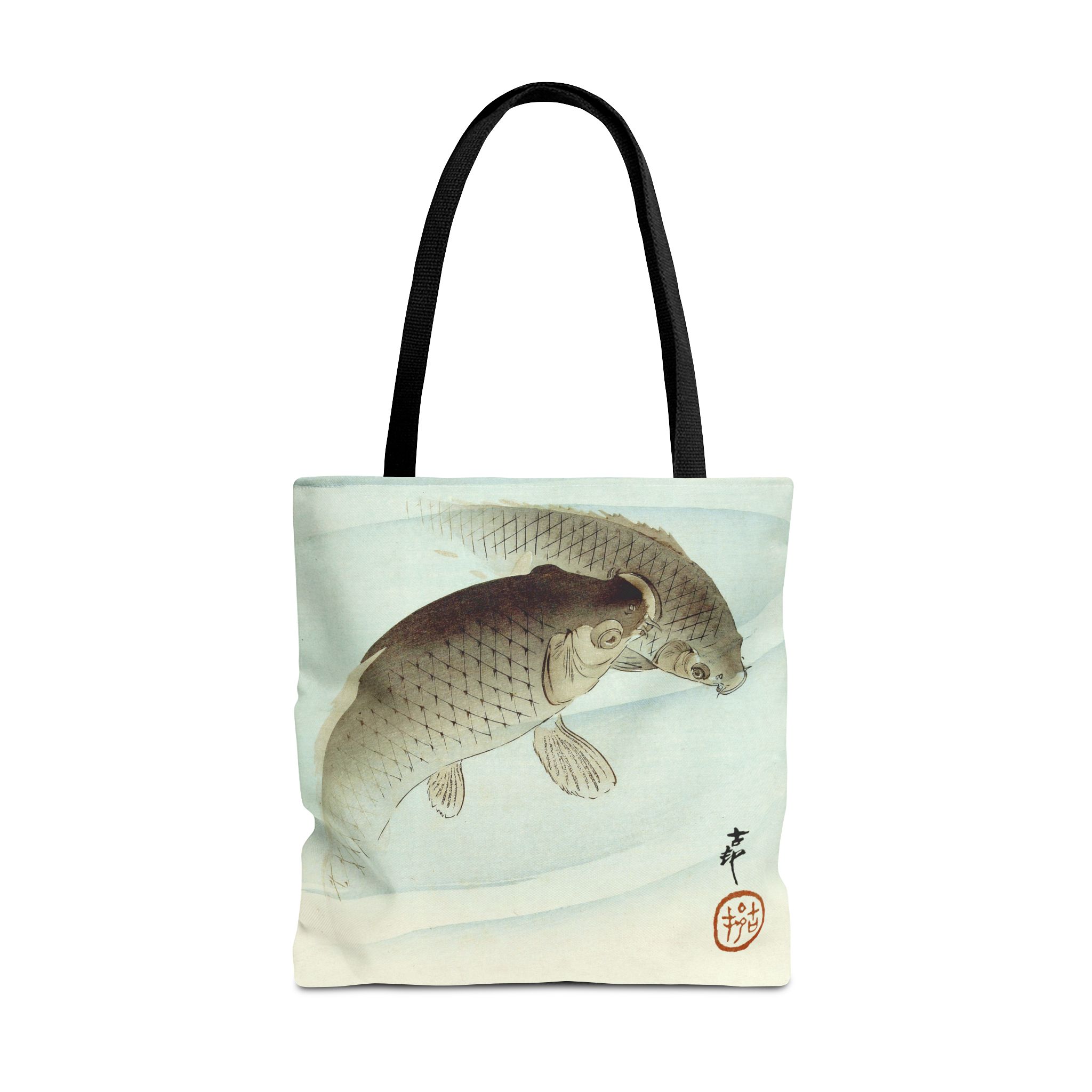 Ohara Koson Two Black Carp Fish Tote Bag - Image 3