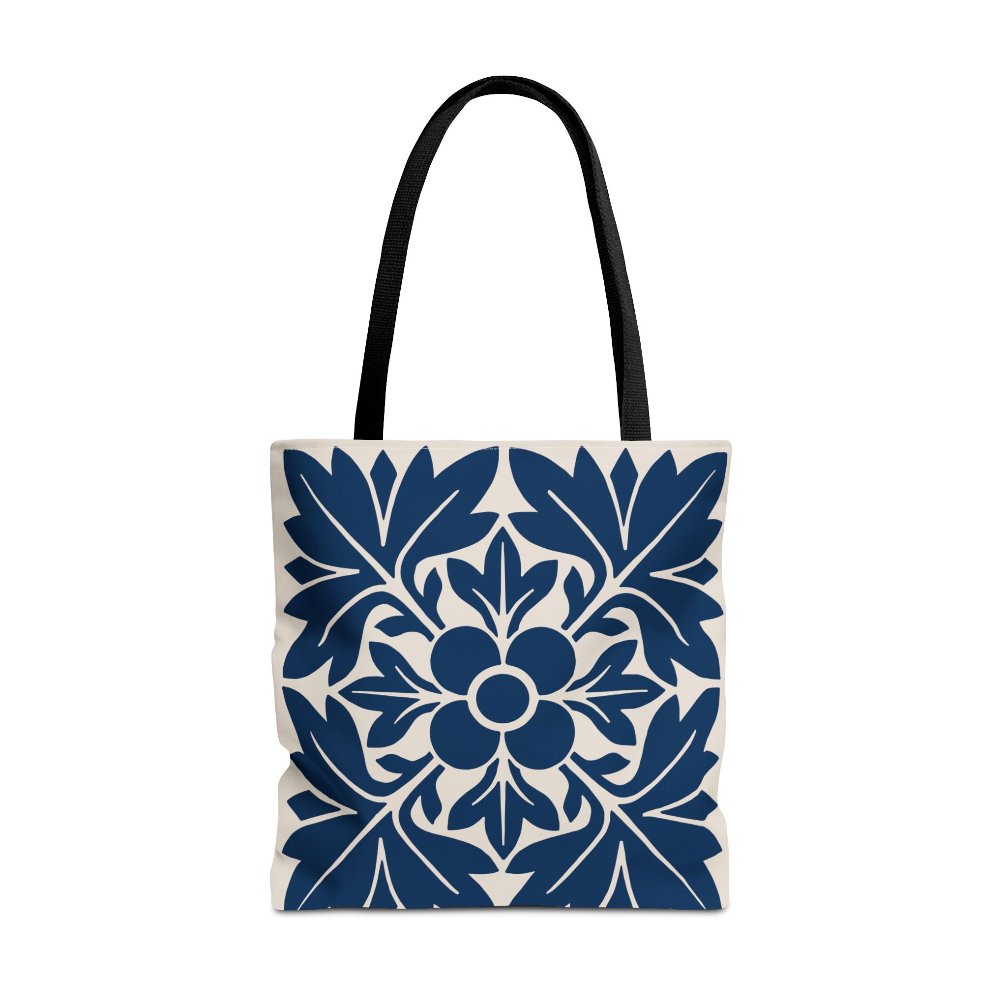 Petals & Leaves Pattern In Blue Tote Bag 3 Petals & Leaves Pattern In Blue Tote Bag - Image 3