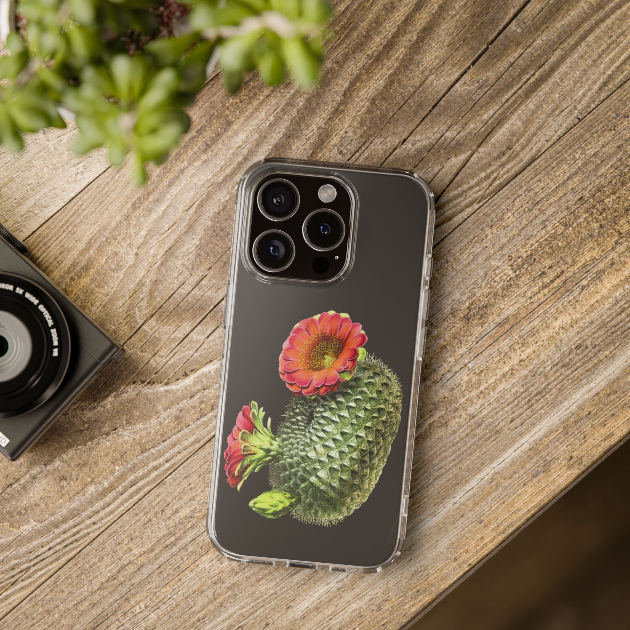 Succulent Plant With Blossoms Clear iPhone Case 3 Succulent Plant With Blossoms Clear iPhone Case - Image 3